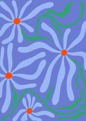 Colourful Flower Print - Blue – Handmade Artwork by Blue Iris Designs Co - Kúbome