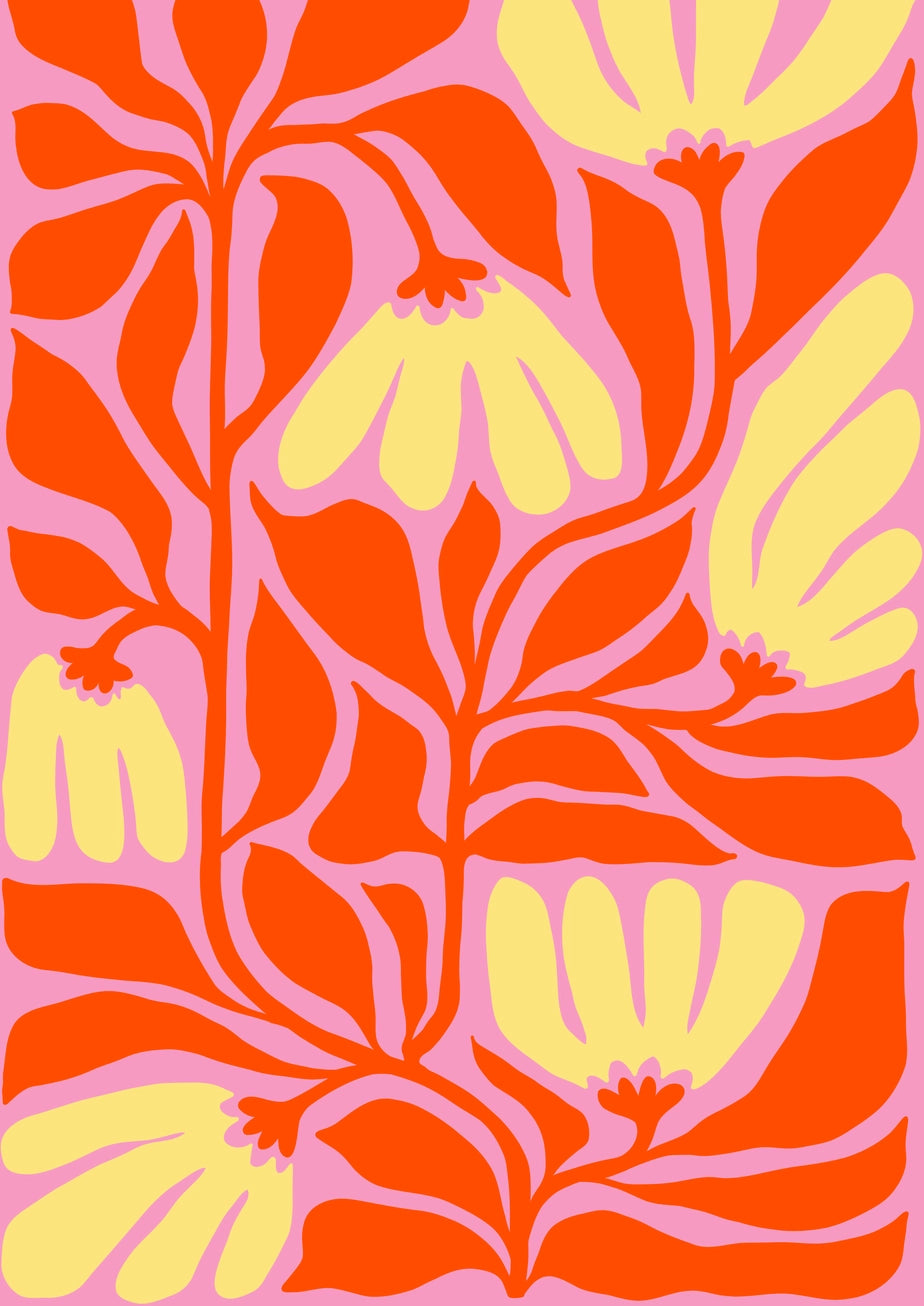 Colourful Flower Print - Pink – Handmade Artwork by Blue Iris Designs Co - Kúbome