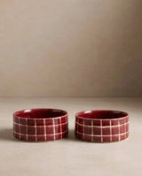 Burgundy Pool Pet Bowl 14cm - 2 Pieces Set