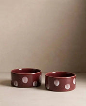 Burgundy Pop Dots Pet Bowl 14cm Burgundy - 2 Pieces Set