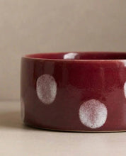 Burgundy Pop Dots Pet Bowl 16.5cm - 2 Pieces Set
