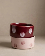 Burgundy Pop Dots Pet Bowl 14cm Burgundy - 2 Pieces Set