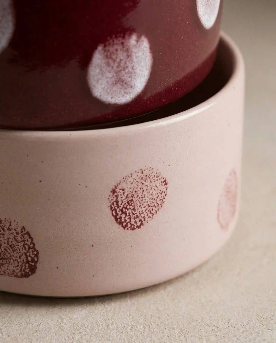 Pink Pop Dots Pet Bowl 16.5cm - 2 Pieces Set