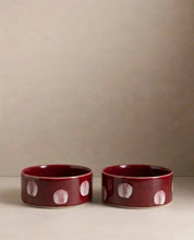 Burgundy Pop Dots Pet Bowl 14cm Burgundy - 2 Pieces Set