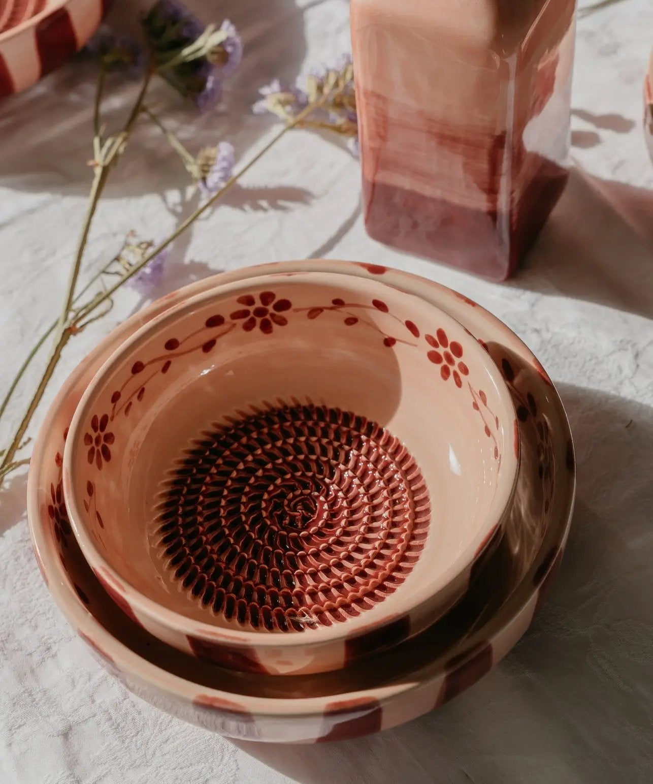 Medium Ceramic Grater Plate - Sakura – Handmade Grater by Alfar Tierra Cocida - Kúbome