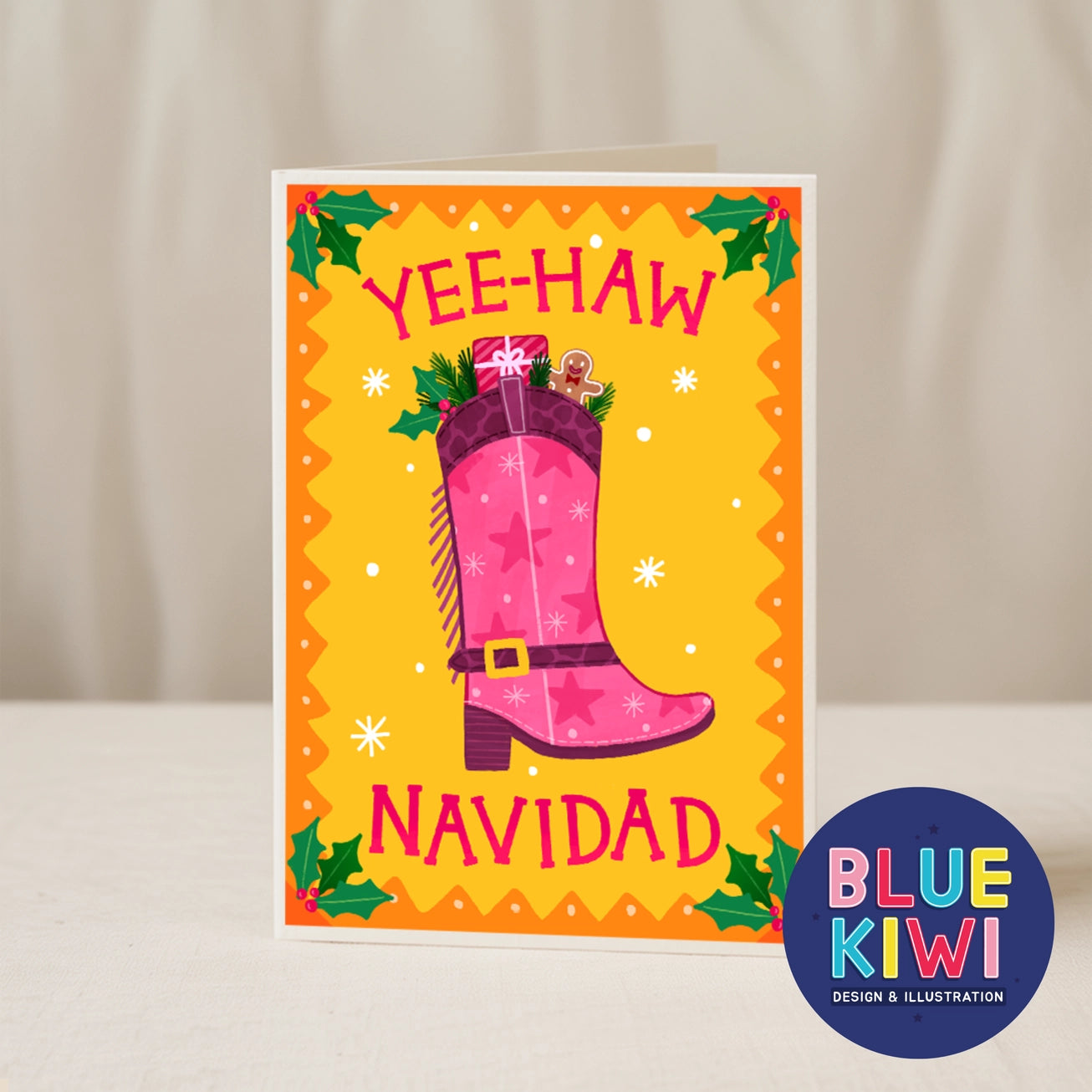 Christmas Greetings Card 5x7 – Handmade Greeting Cards by Blue Iris Designs Co - Kúbome