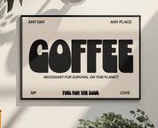 Coffee Typography Print – Handmade Artwork by Blue Iris Designs Co - Kúbome