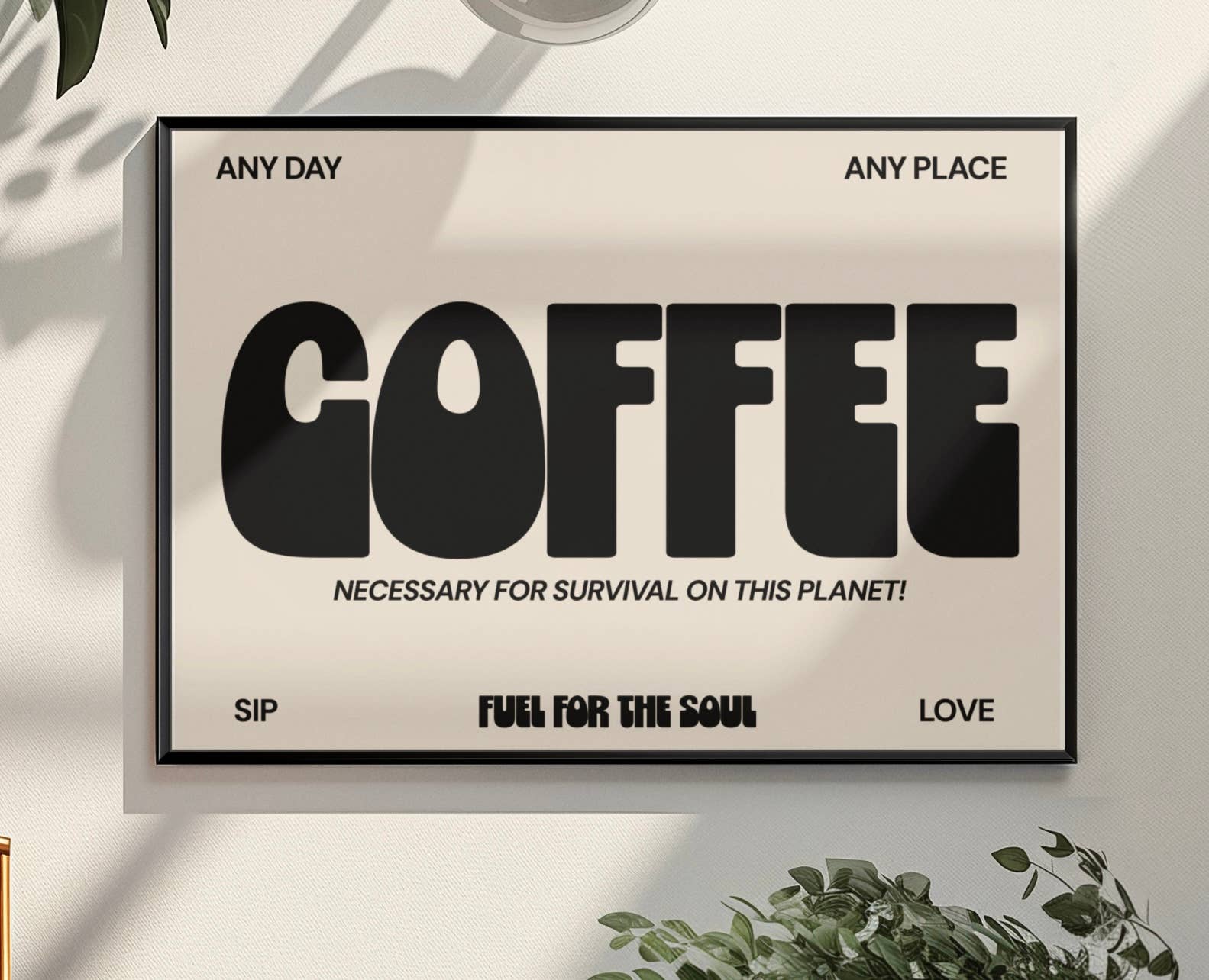 Coffee Typography Print – Handmade Artwork by Blue Iris Designs Co - Kúbome
