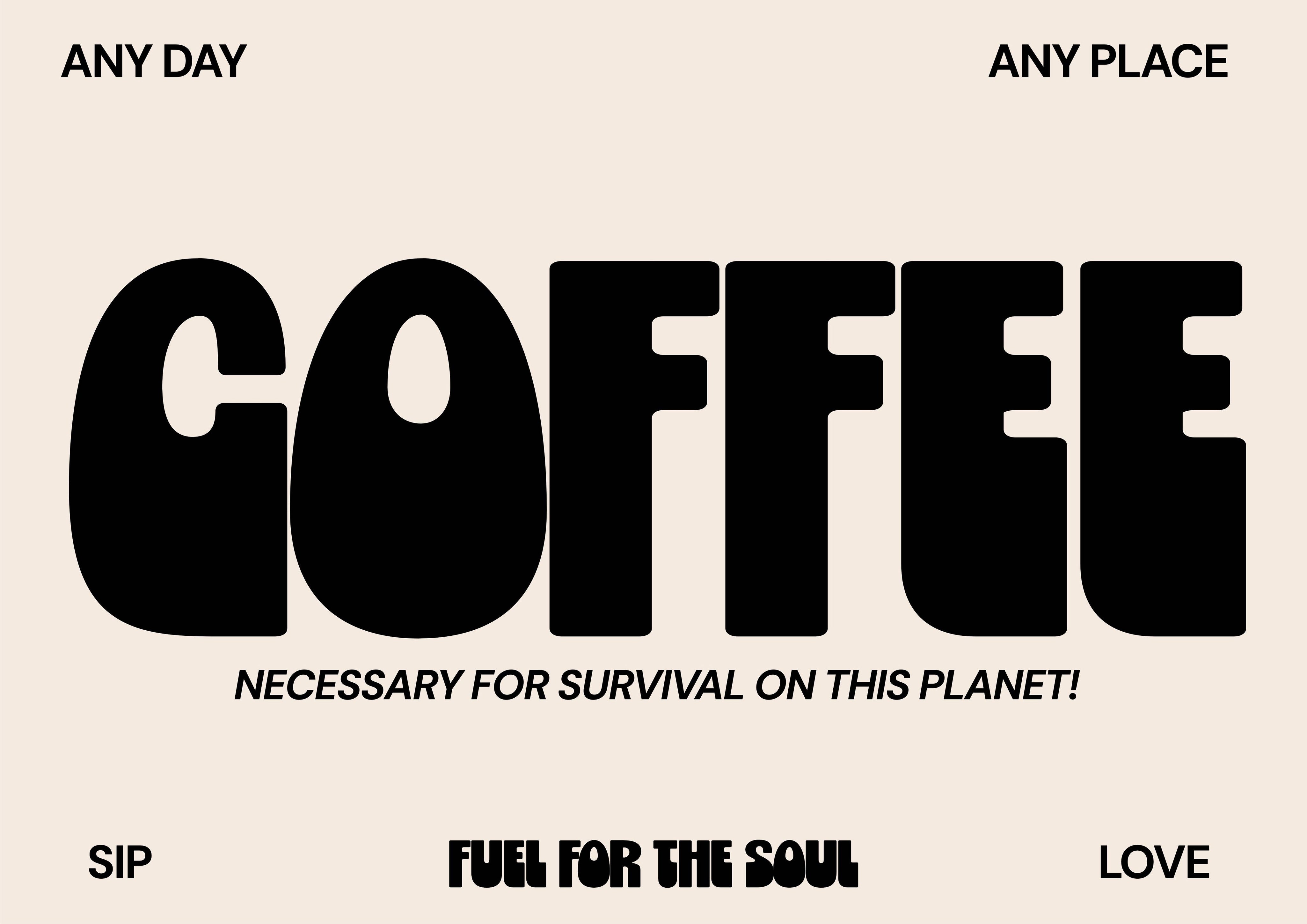 Coffee Typography Print – Handmade Artwork by Blue Iris Designs Co - Kúbome