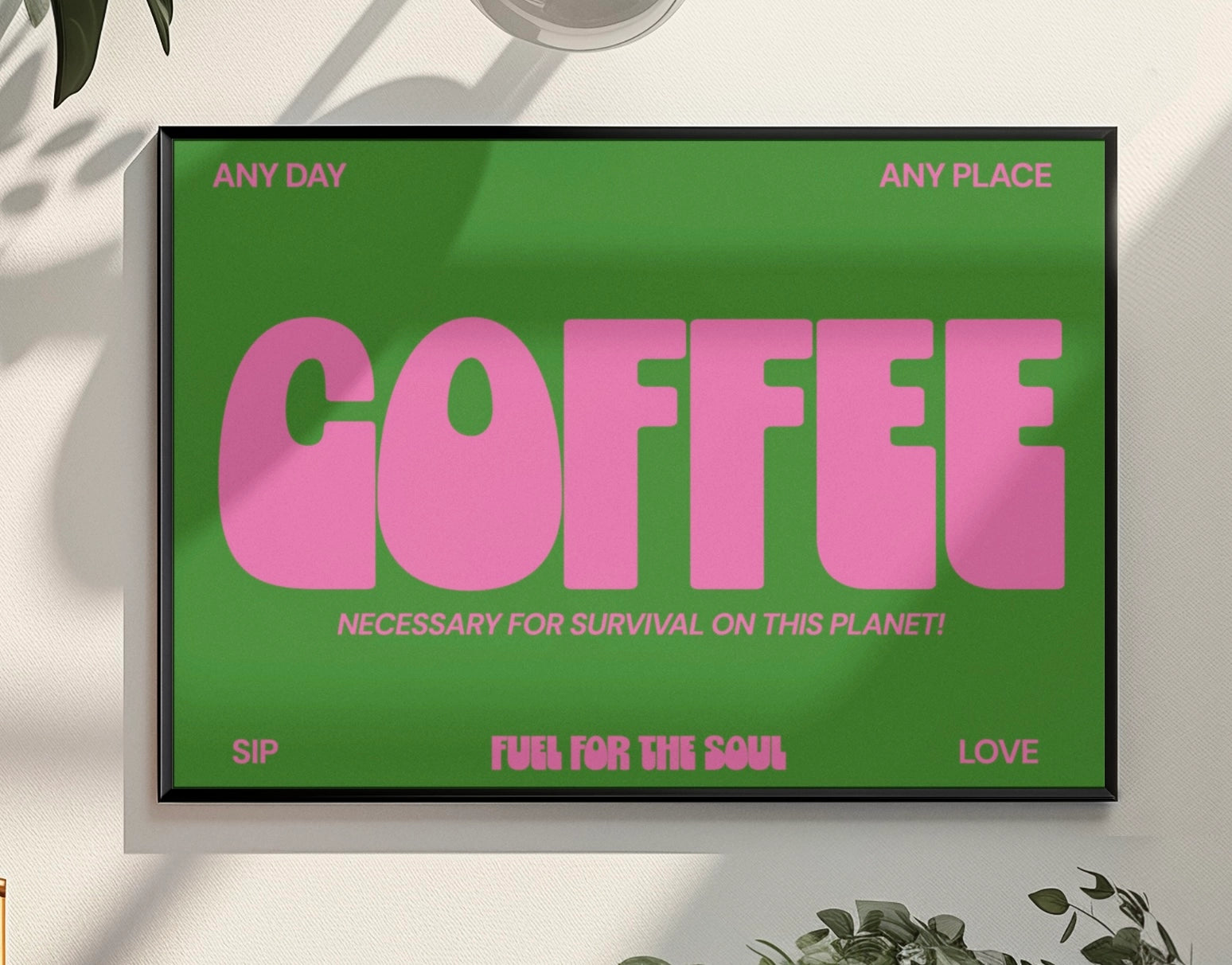 Coffee Typography Print – Handmade Artwork by Blue Iris Designs Co - Kúbome