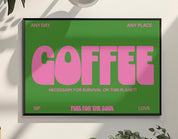 Coffee Typography Print – Handmade Artwork by Blue Iris Designs Co - Kúbome