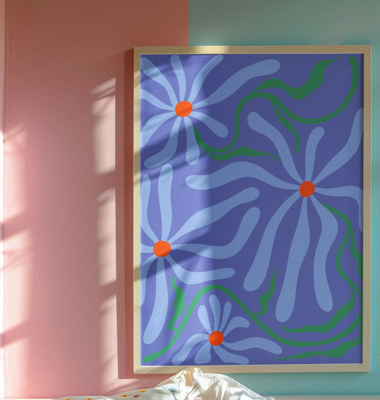 Colourful Flower Print - Blue – Handmade Artwork by Blue Iris Designs Co - Kúbome