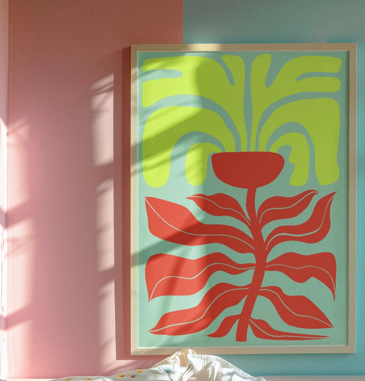 Colourful Flower Print - Green – Handmade Artwork by Blue Iris Designs Co - Kúbome