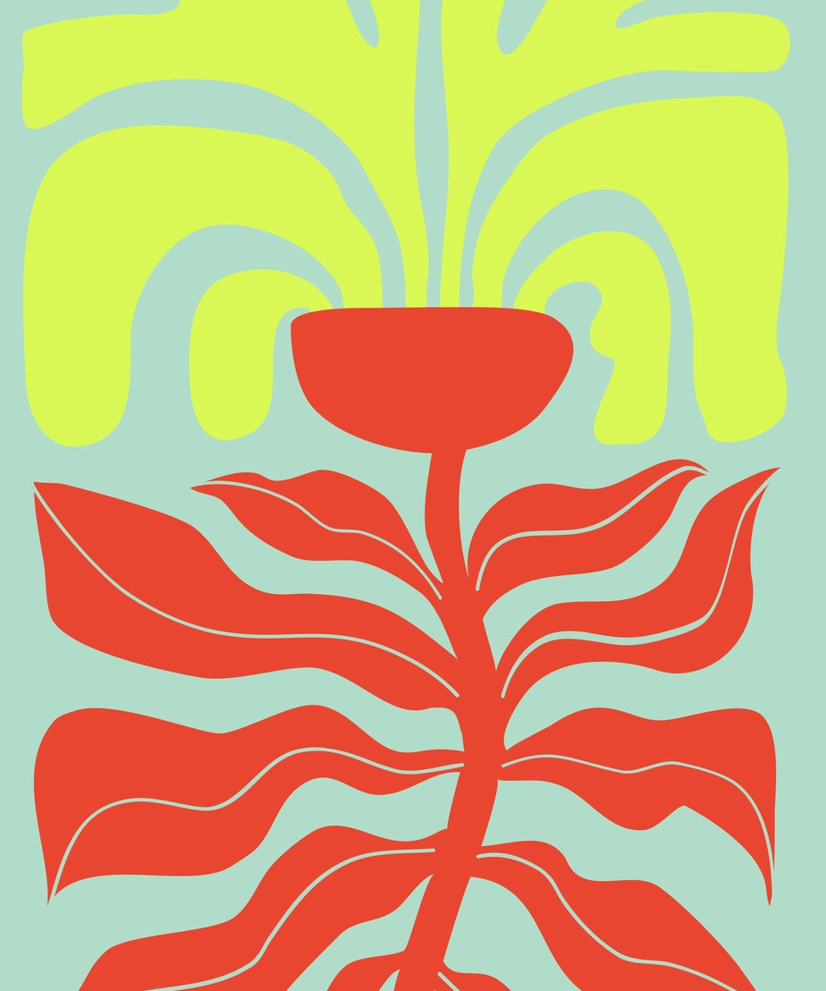 Colourful Flower Print - Green – Handmade Artwork by Blue Iris Designs Co - Kúbome
