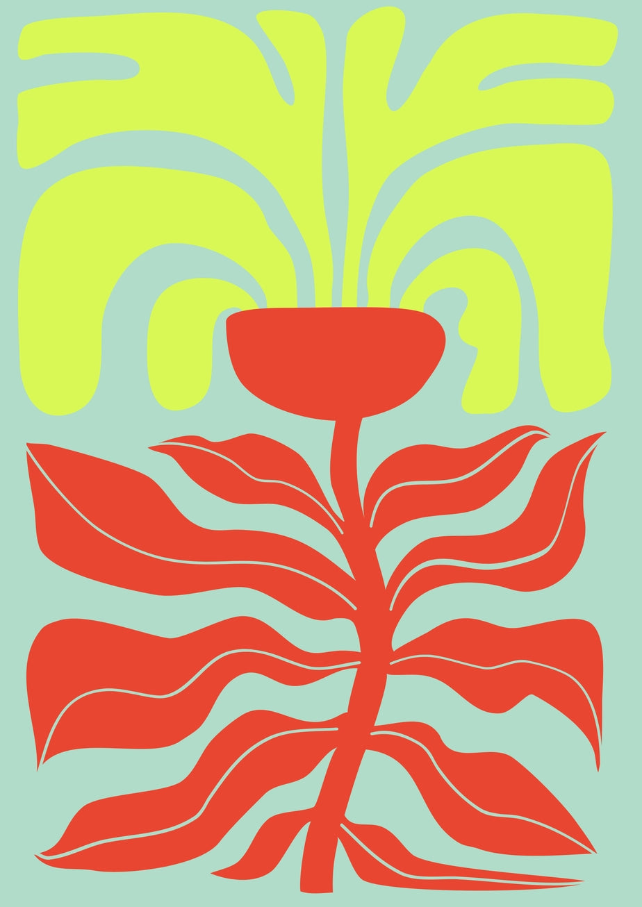 Colourful Flower Print - Green – Handmade Artwork by Blue Iris Designs Co - Kúbome