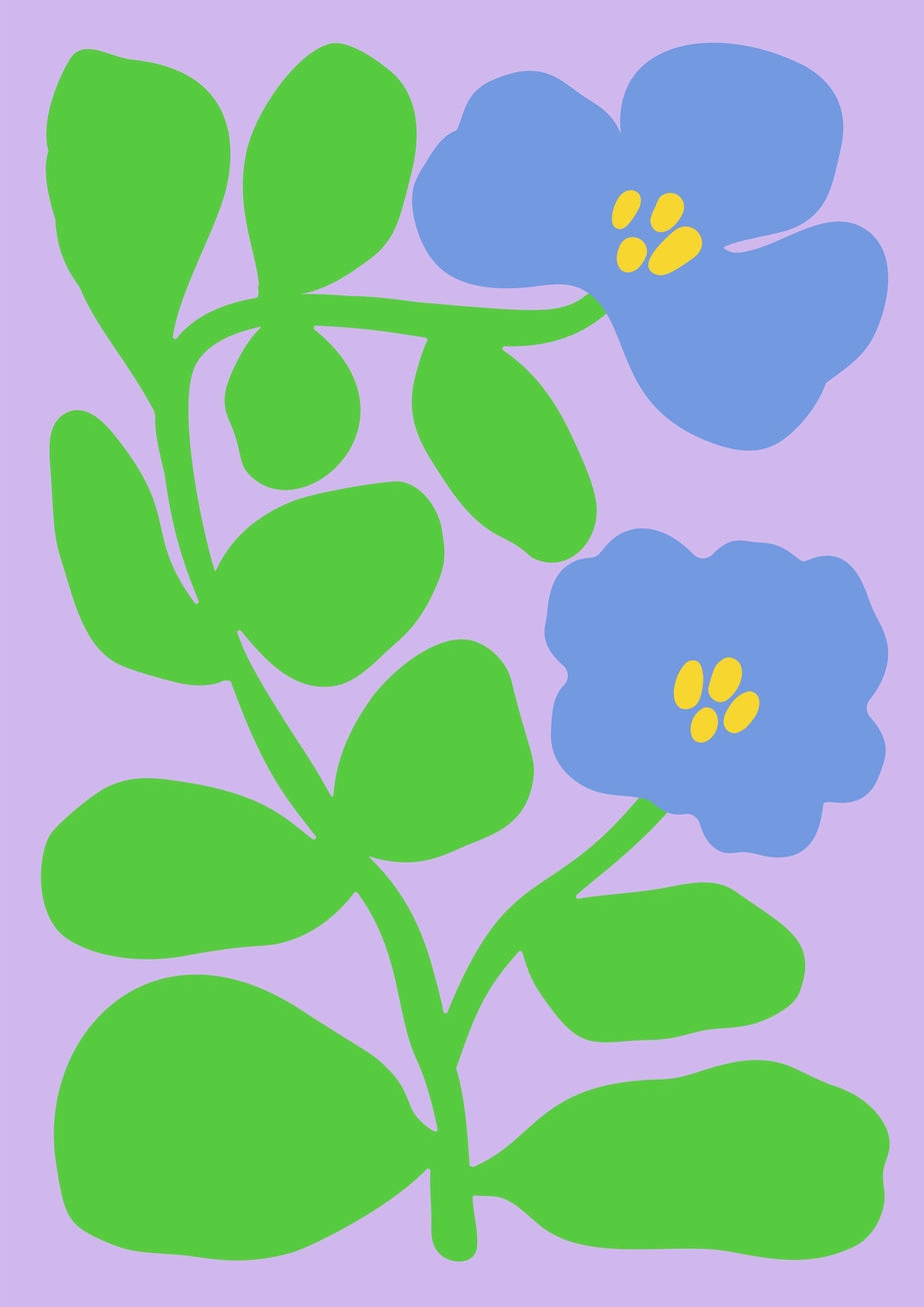 Colourful Flower Print - Lavender – Handmade Artwork by Blue Iris Designs Co - Kúbome