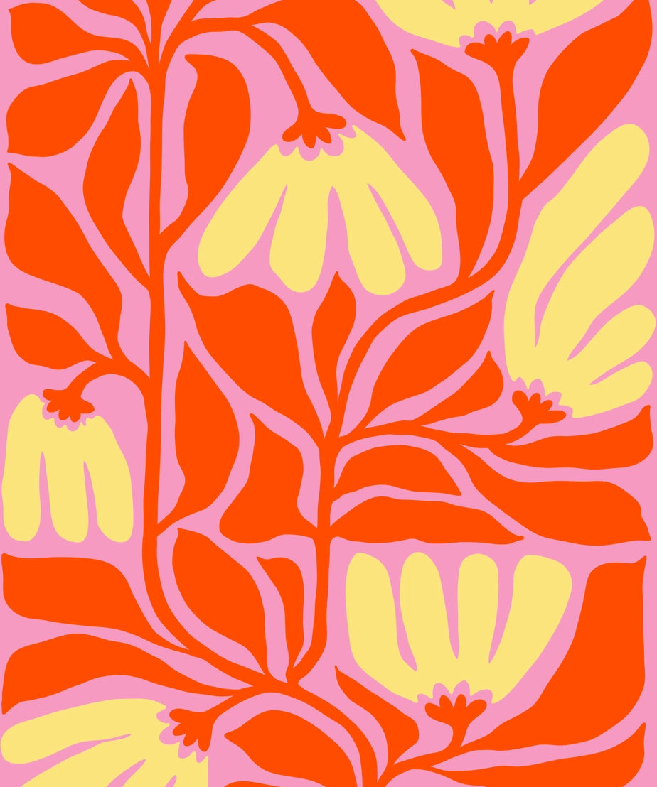 Colourful Flower Print - Pink – Handmade Artwork by Blue Iris Designs Co - Kúbome