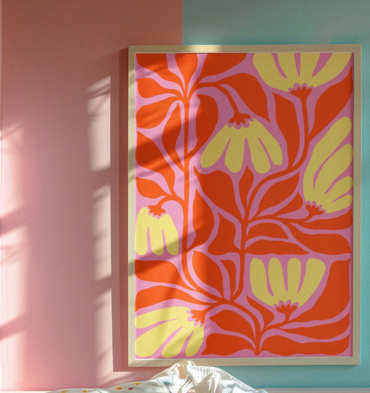 Colourful Flower Print - Pink – Handmade Artwork by Blue Iris Designs Co - Kúbome