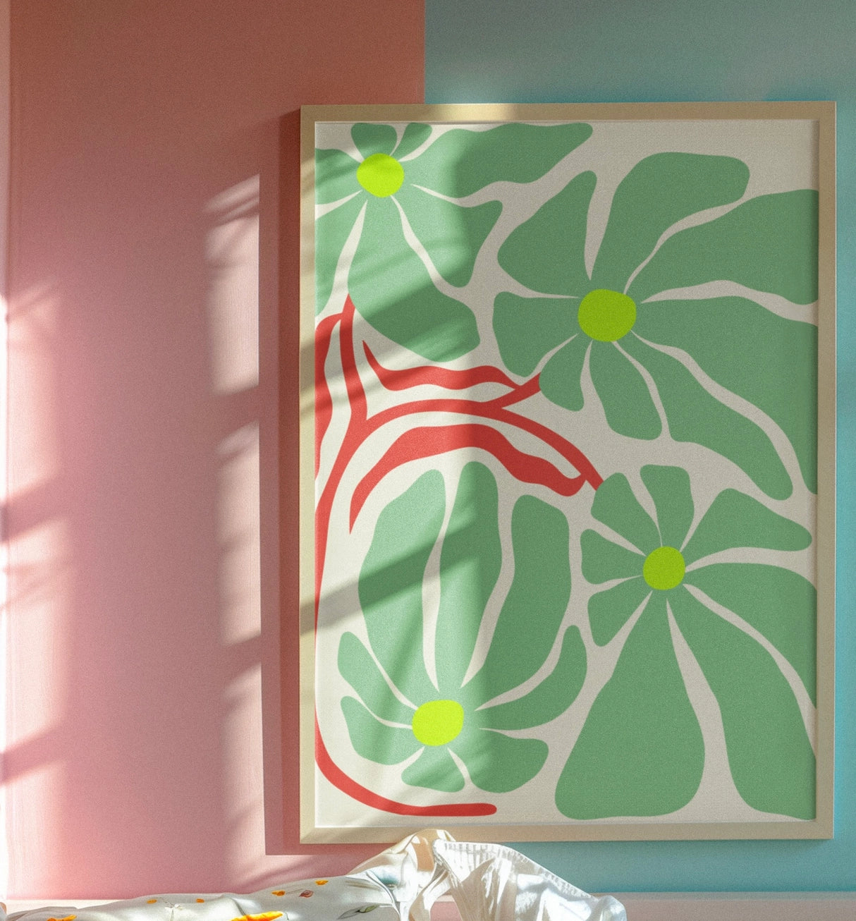 Colourful Flower Print - White – Handmade Artwork by Blue Iris Designs Co - Kúbome