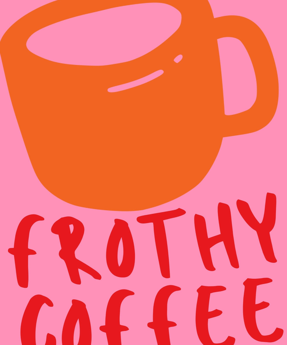 Frothy Coffee Print – Handmade Artwork by Blue Iris Designs Co - Kúbome