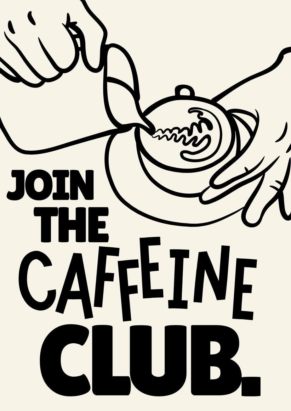 Join the Caffeine Club Print – Handmade Artwork by Blue Iris Designs Co - Kúbome