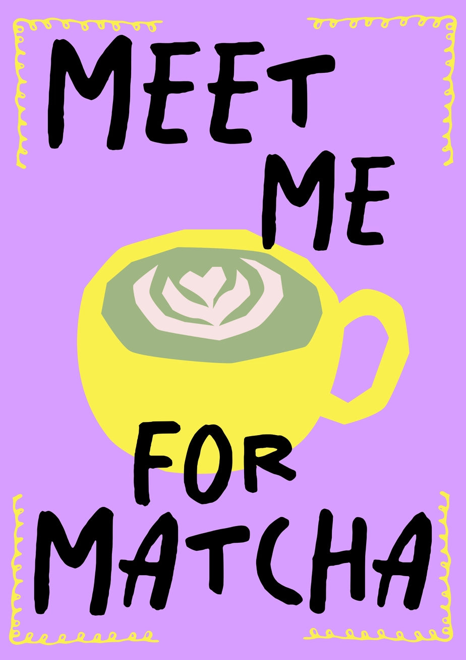 Meet Me For A Matcha Print – Handmade Artwork by Blue Iris Designs Co - Kúbome