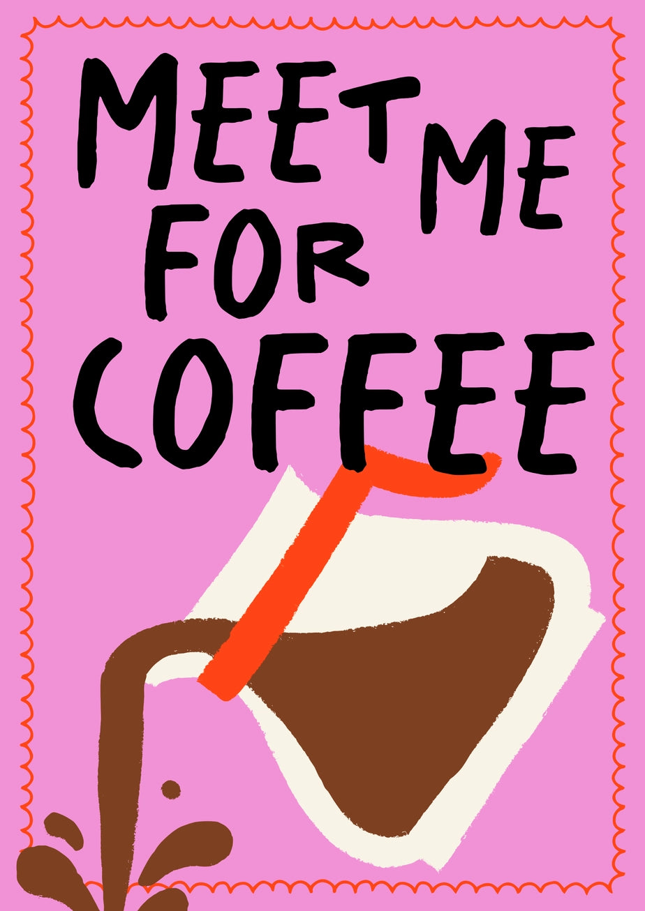 Meet Me For Coffee Print – Handmade Artwork by Blue Iris Designs Co - Kúbome