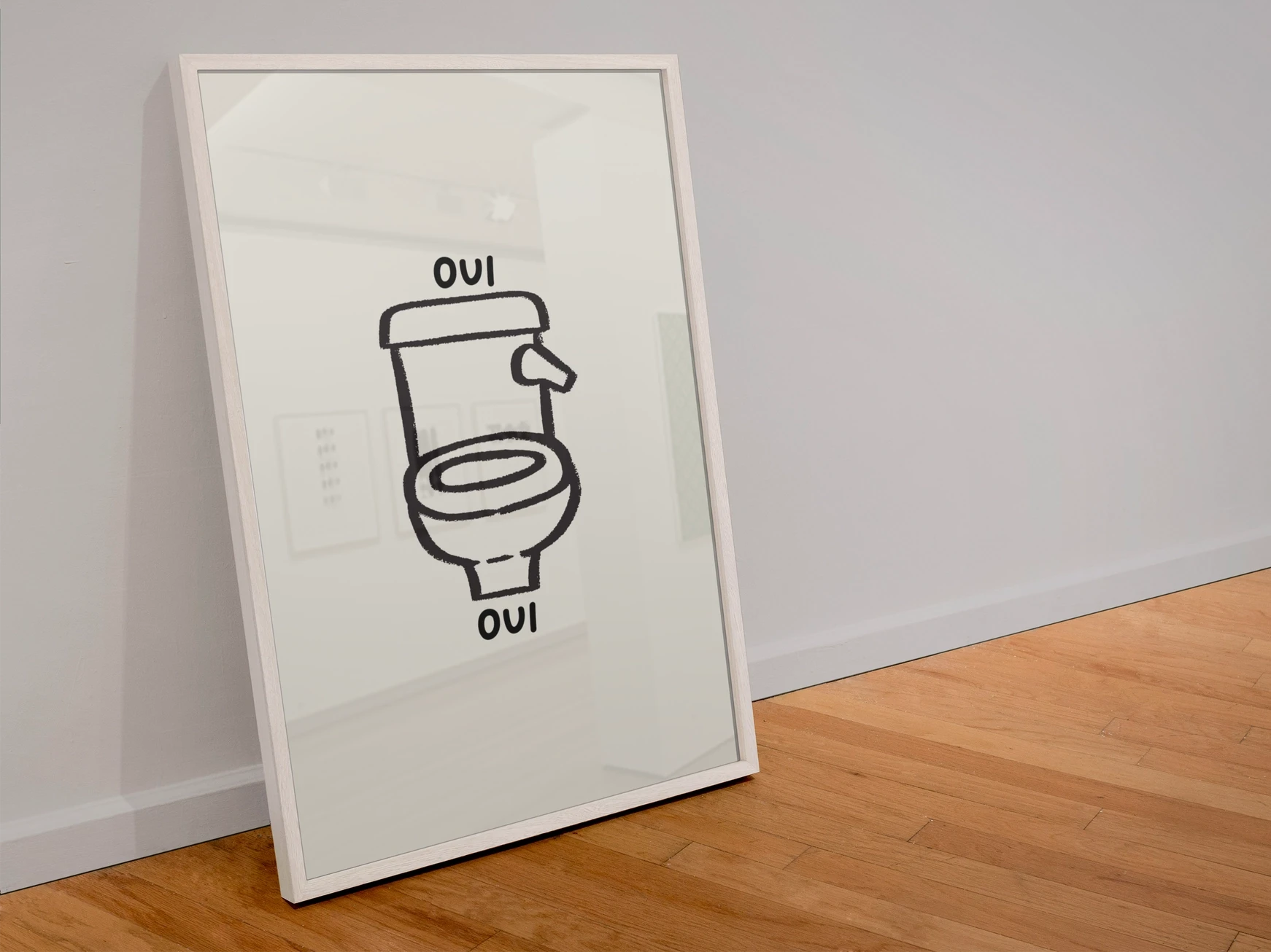 Oui Oui Bathroom Print – Handmade Artwork by Blue Iris Designs Co - Kúbome