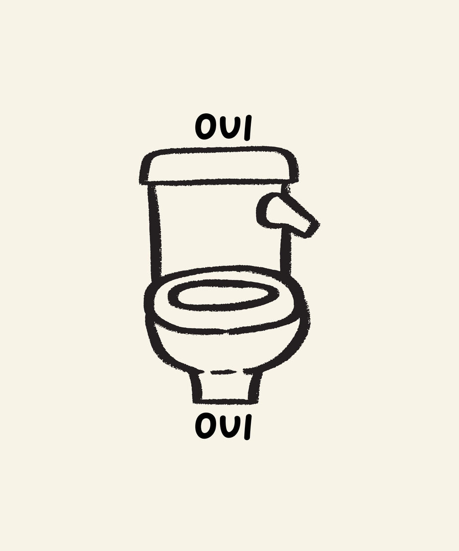 Oui Oui Bathroom Print – Handmade Artwork by Blue Iris Designs Co - Kúbome