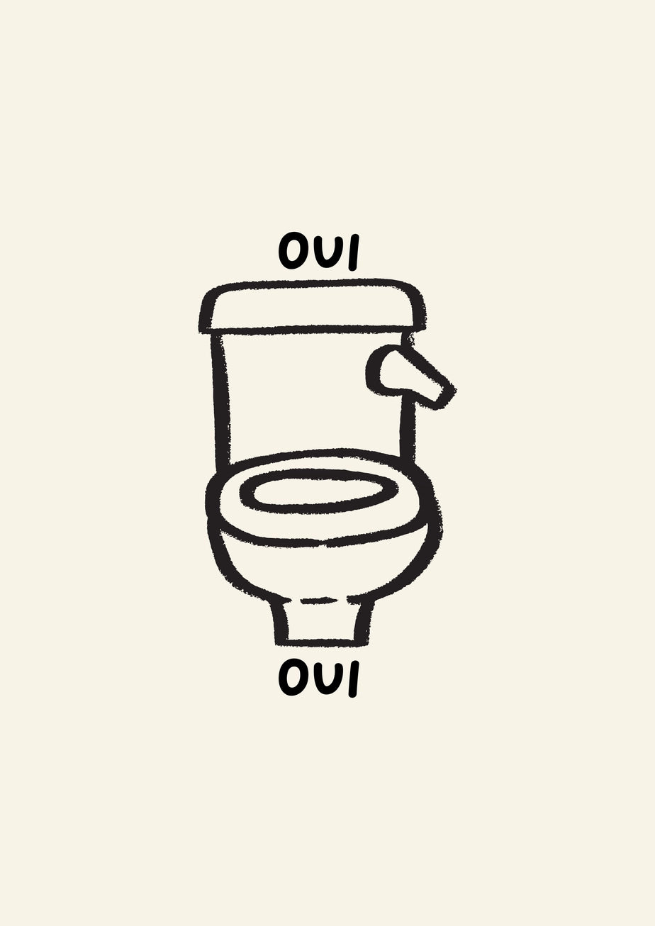 Oui Oui Bathroom Print – Handmade Artwork by Blue Iris Designs Co - Kúbome