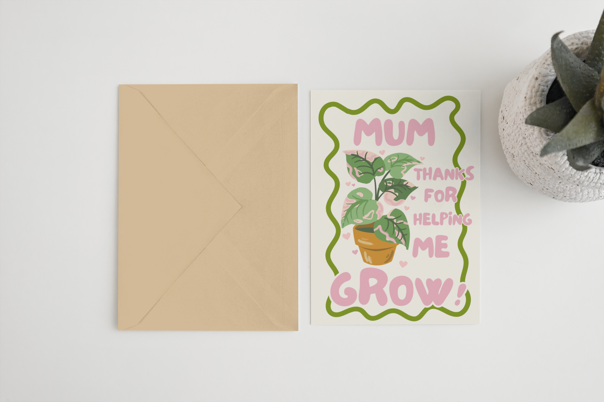 Thanks For Helping Me Grow 5x7 Card – Handmade Greeting Cards by Blue Iris Designs Co - Kúbome