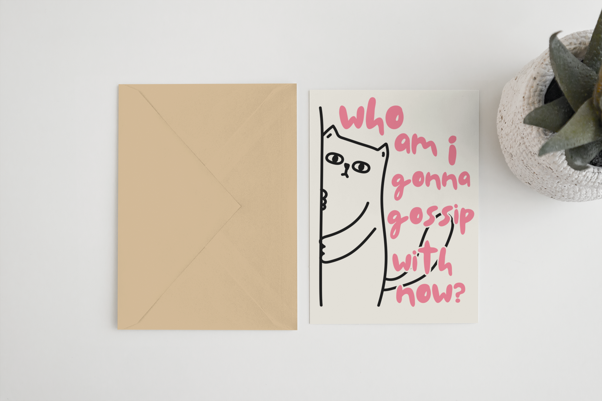 Who Am I Gonna Gossip With Now Card (5x7) – Handmade Greeting Cards by Blue Iris Designs Co - Kúbome