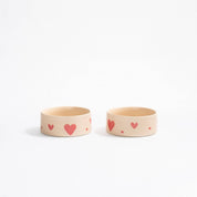 Cosy Hearts Stoneware Pet Bowl 14cm 2 Pieces Set – Handmade Pet Bowls by Egg Back Home - Kúbome