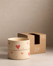 Cosy Hearts Stoneware Pet Bowl 16.5cm 2 Pieces Set – Handmade Pet Bowls by Egg Back Home - Kúbome