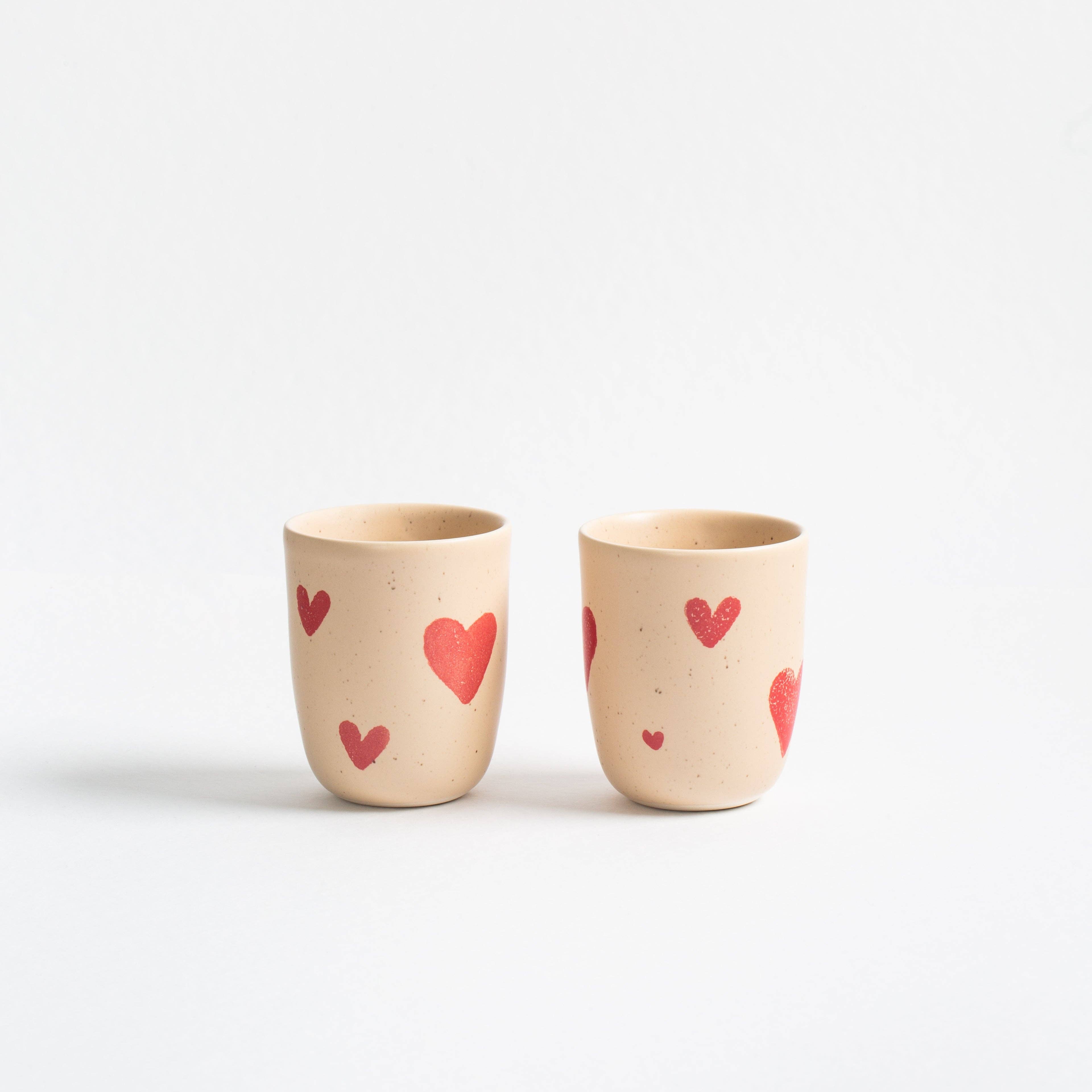 *Limited Edition* Cosy Hearts Stoneware Medium Cup 220ml – Handmade Cups by Egg Back Home - Kúbome