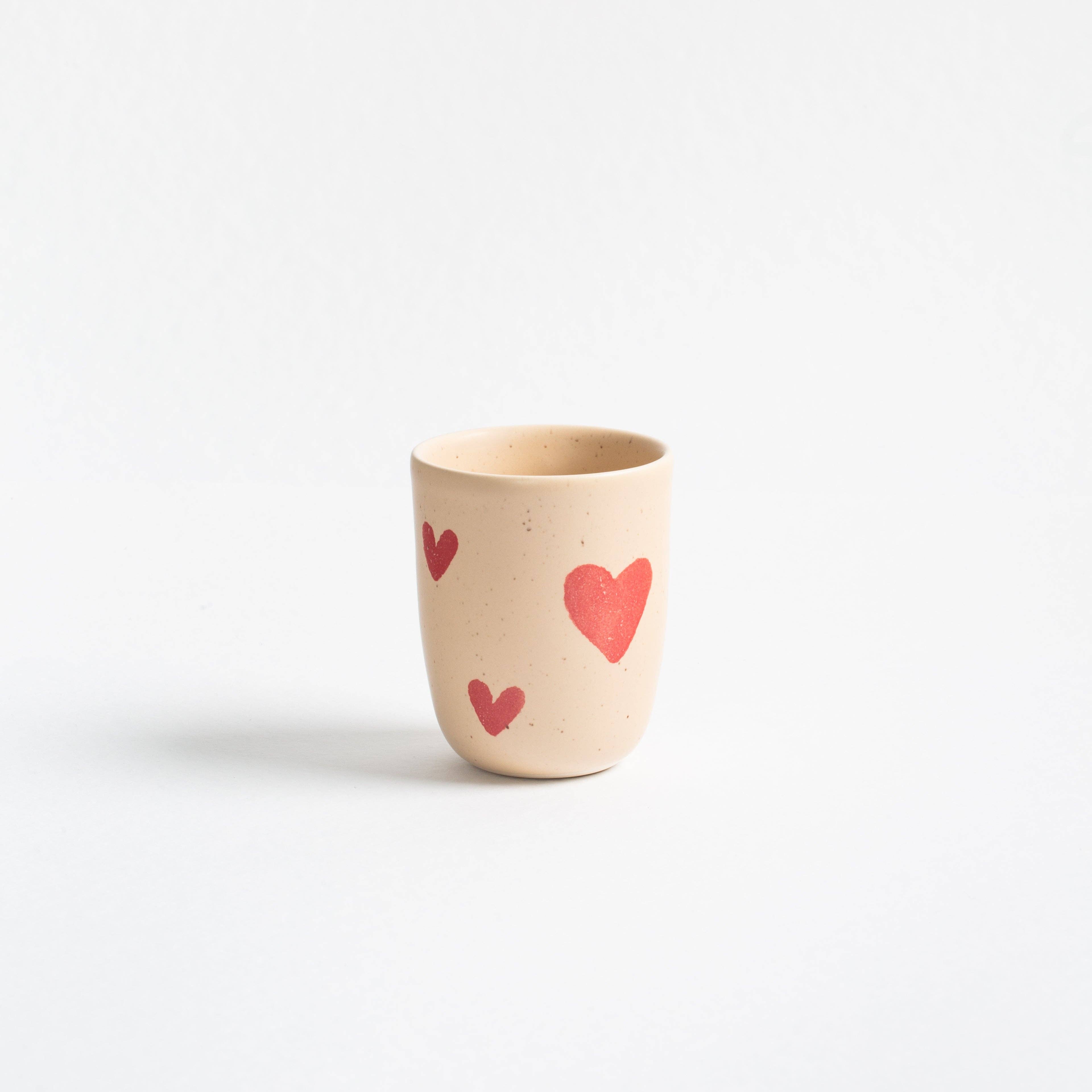 *Limited Edition* Cosy Hearts Stoneware Medium Cup 220ml – Handmade Cups by Egg Back Home - Kúbome