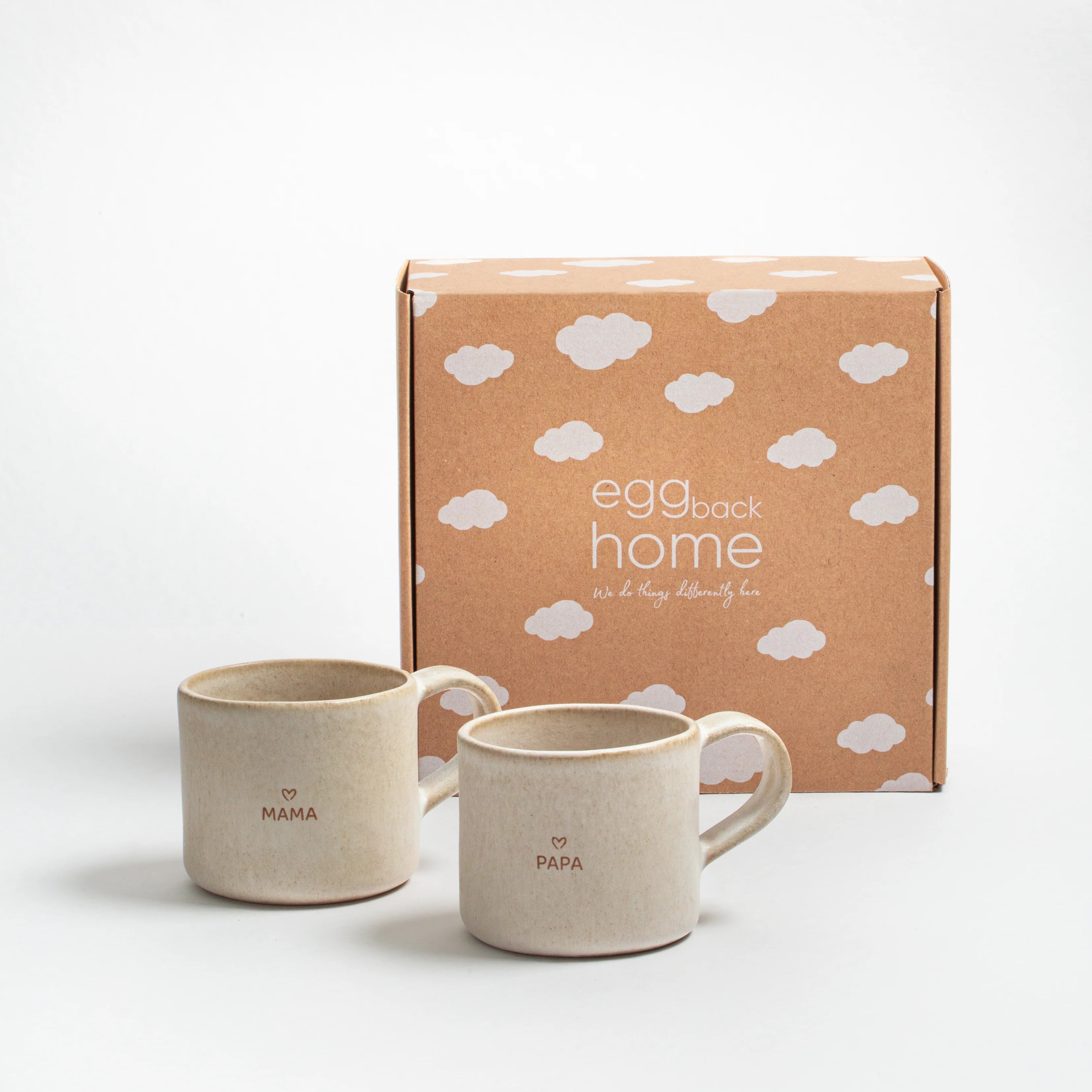 Set of 2 Sand Storm Mama & Papa Collection 360ml – Handmade Mugs by Egg Back Home - Kúbome