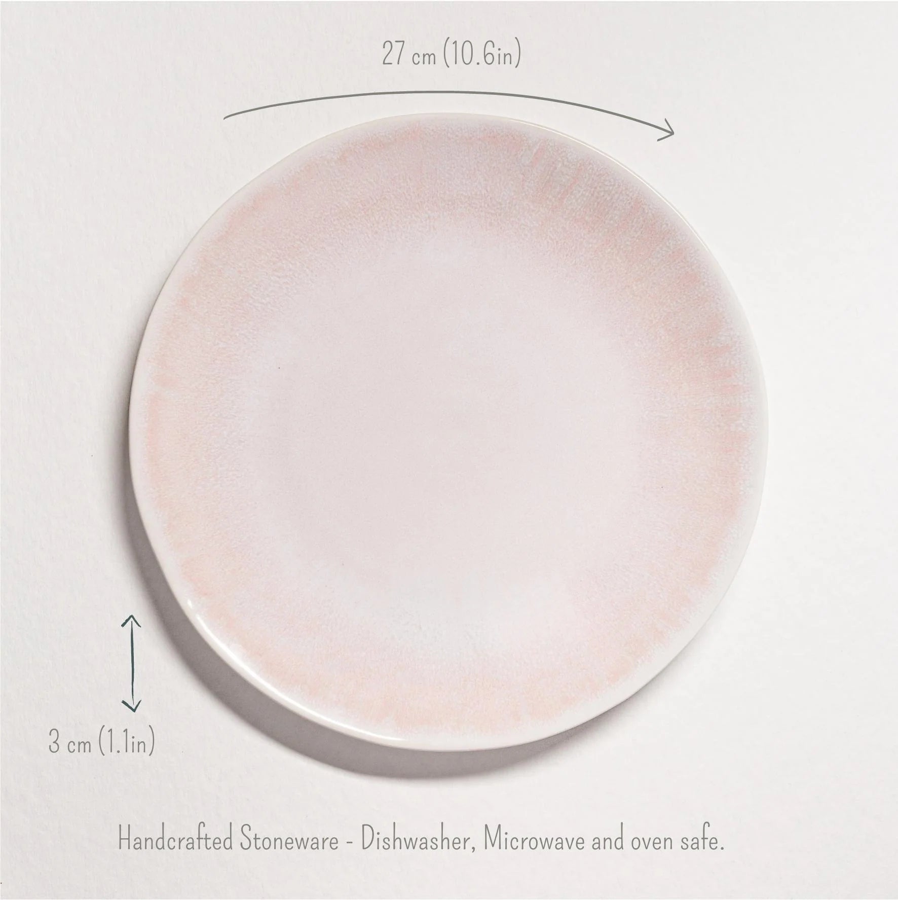 Pink Dinner Plate 27cm – Handmade Dishes by Kúbome - Kúbome