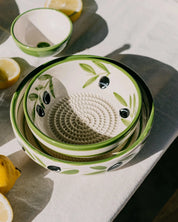 Medium Vintage Pottery Grater Plate - Olive
