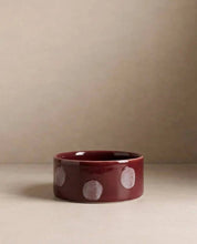 Burgundy Pop Dots Pet Bowl 16.5cm - 2 Pieces Set