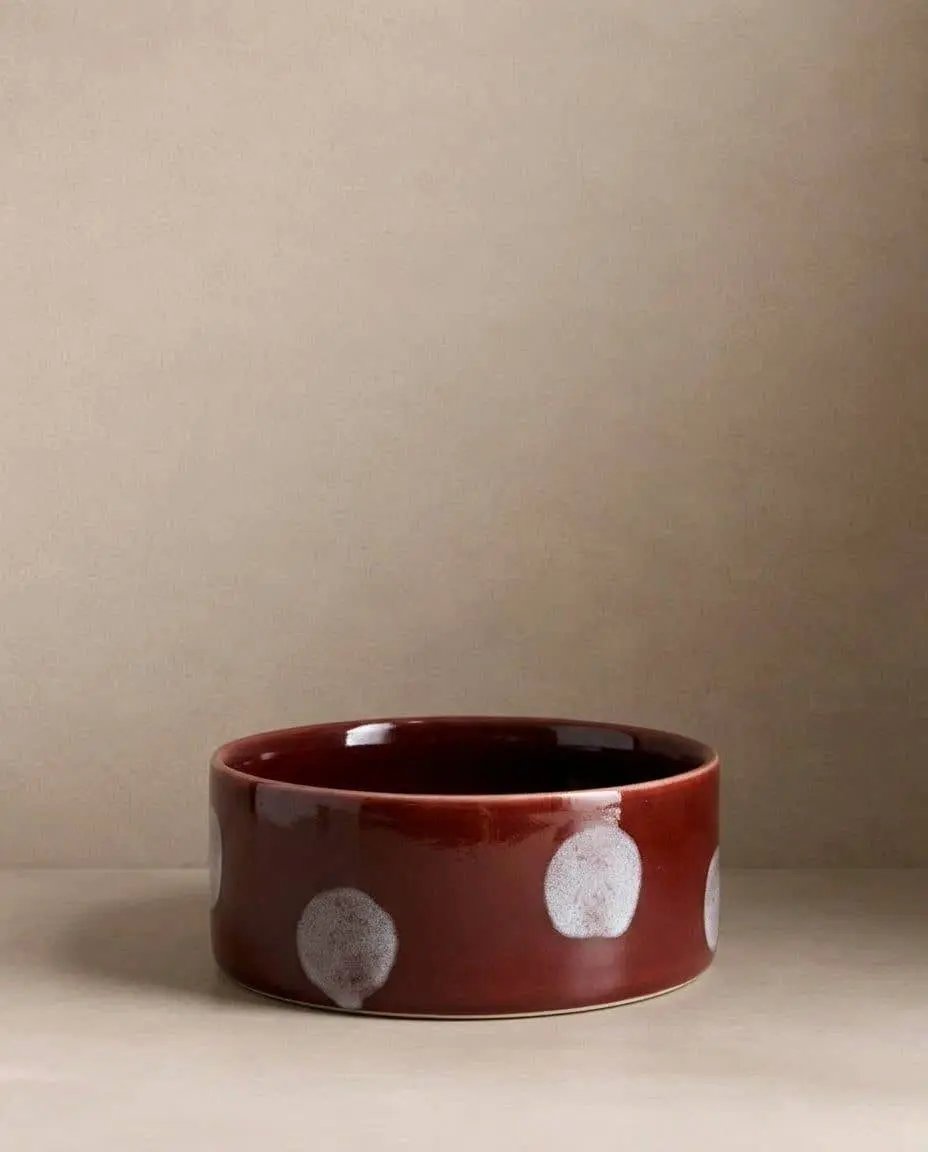 Burgundy Pop Dots Pet Bowl 14cm Burgundy - 2 Pieces Set