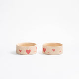 Cosy Hearts Stoneware Pet Bowl 14cm 2 Pieces Set