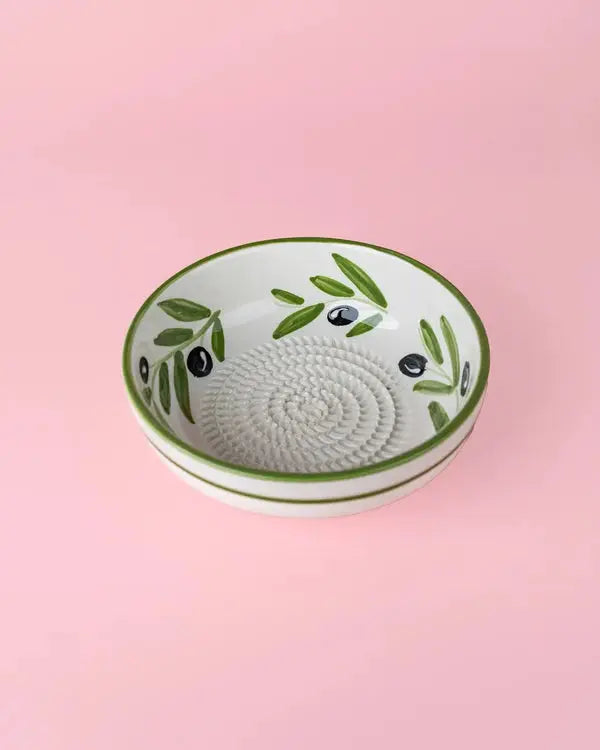 Medium Vintage Pottery Grater Plate - Olive
