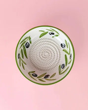 Medium Vintage Pottery Grater Plate - Olive